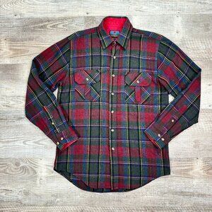 Vintage Terramar Shirt Mens Medium Plaid Grass Roots Collection Wool Blend 90s